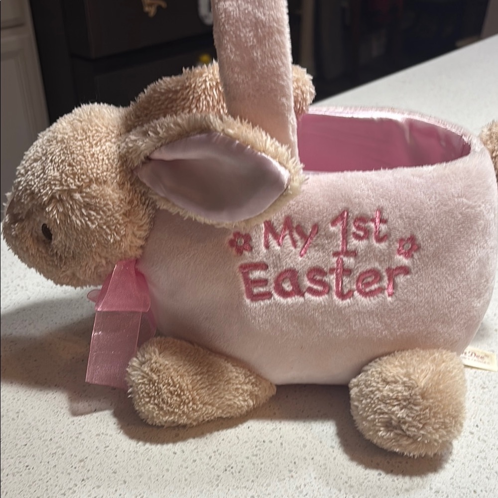 Pink and Tan Bunny Easter Basket